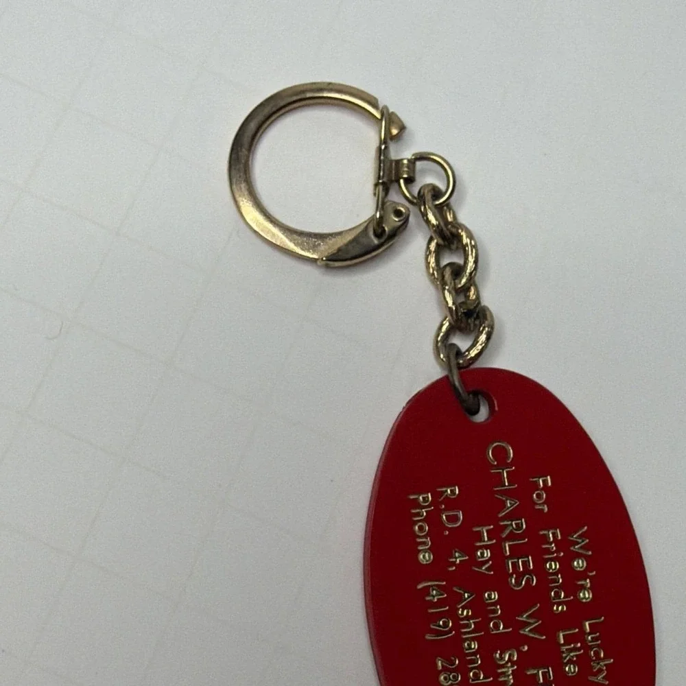 Lucky Genuine 4 Leaf Clover Key Chain Hay & Straw Ashland Ohio
